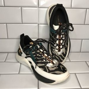 KURT GEIGER Size 7 Black & White Lunar Animal Print Sneakers; Preloved